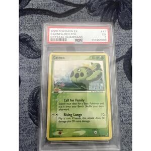 Pokemon Card TCG - Cacnea - EX Crystal Guardians - 47/100 - Holo Stamped PSA 5